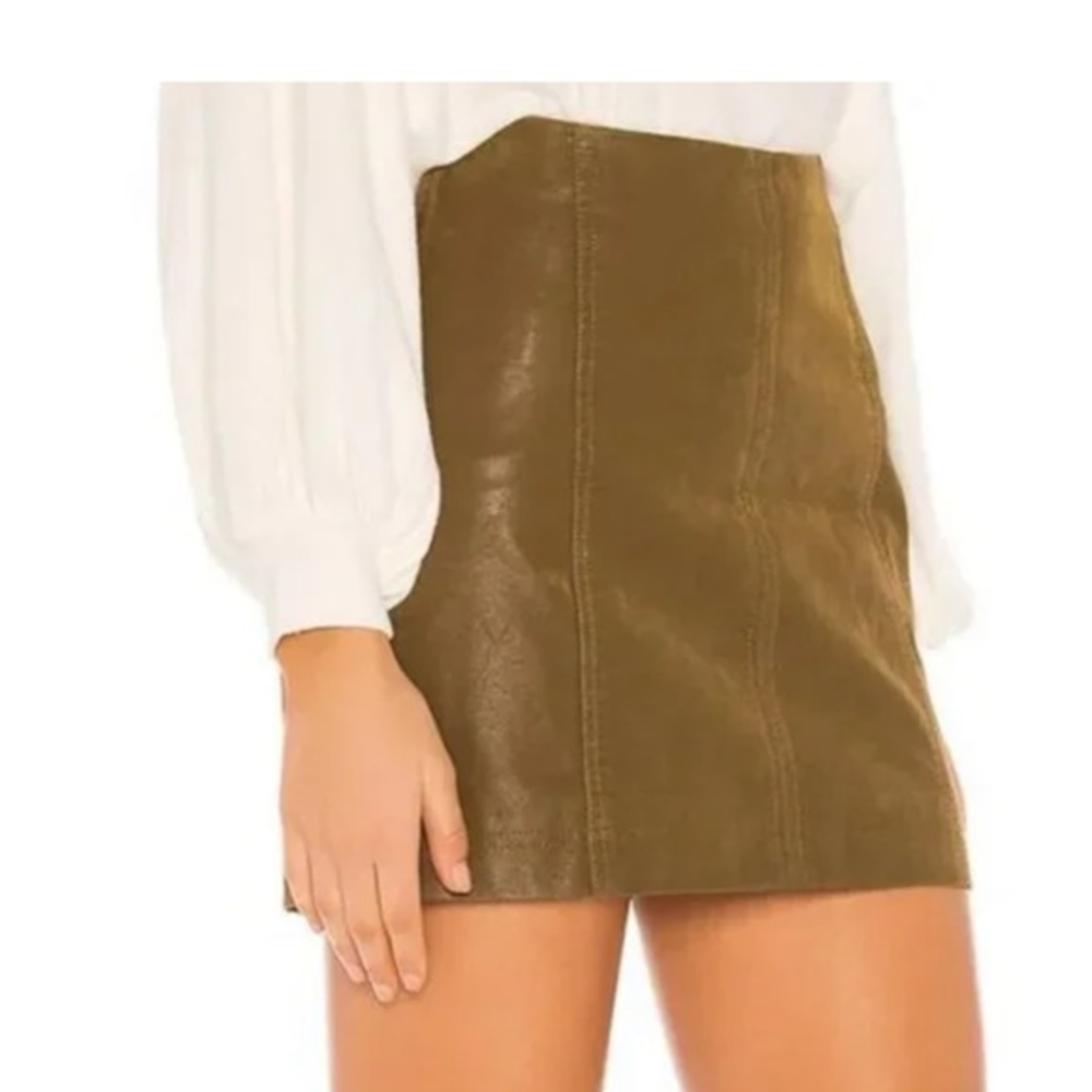 Free People Modern Femme Vegan Suede‎ Skirt in Cedar Size 6